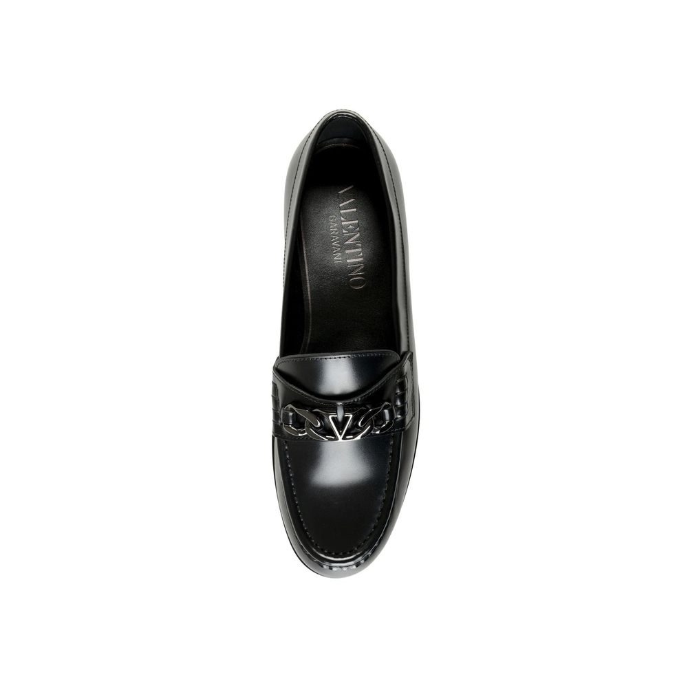 Valentino Garavani Black Leather Slip-On Loafers